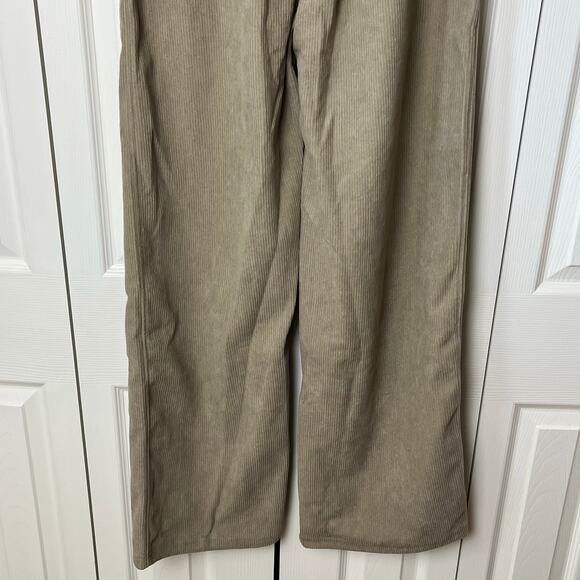 Halara High Waisted Side Pocket Straight Leg Mop Corduroy Pants Tan M - Picture 5 of 12